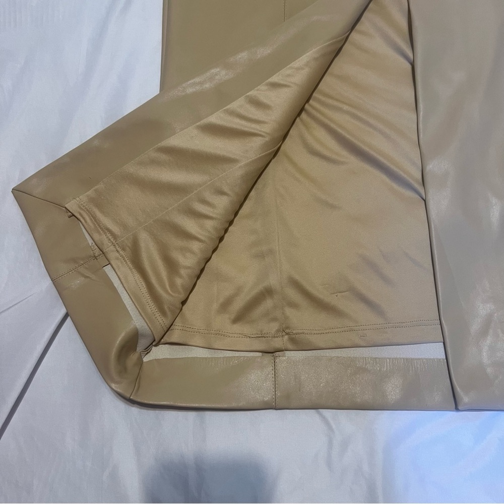 ZARA Faux Leather Strapless Midi Dress Tan Cream Size Med. NWT - Picture 9 of 13